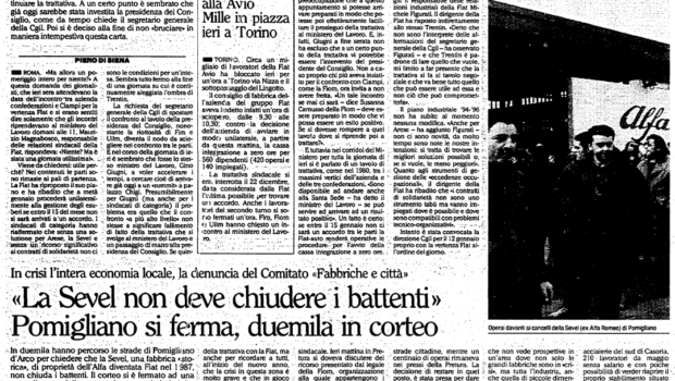 Un ricordo sull’esperienza della lotta contro la chiusura della SEVEL di Pomigliano: la resistenza operaia, gli abbagli dei sindacalisti sui pellegrinaggi al Ministero a Roma, l’assenza di un’organizzazione indipendente dal basso degli operai. 