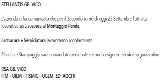 Stellantis Pomigliano: stiamo ritornando come classe operaia.